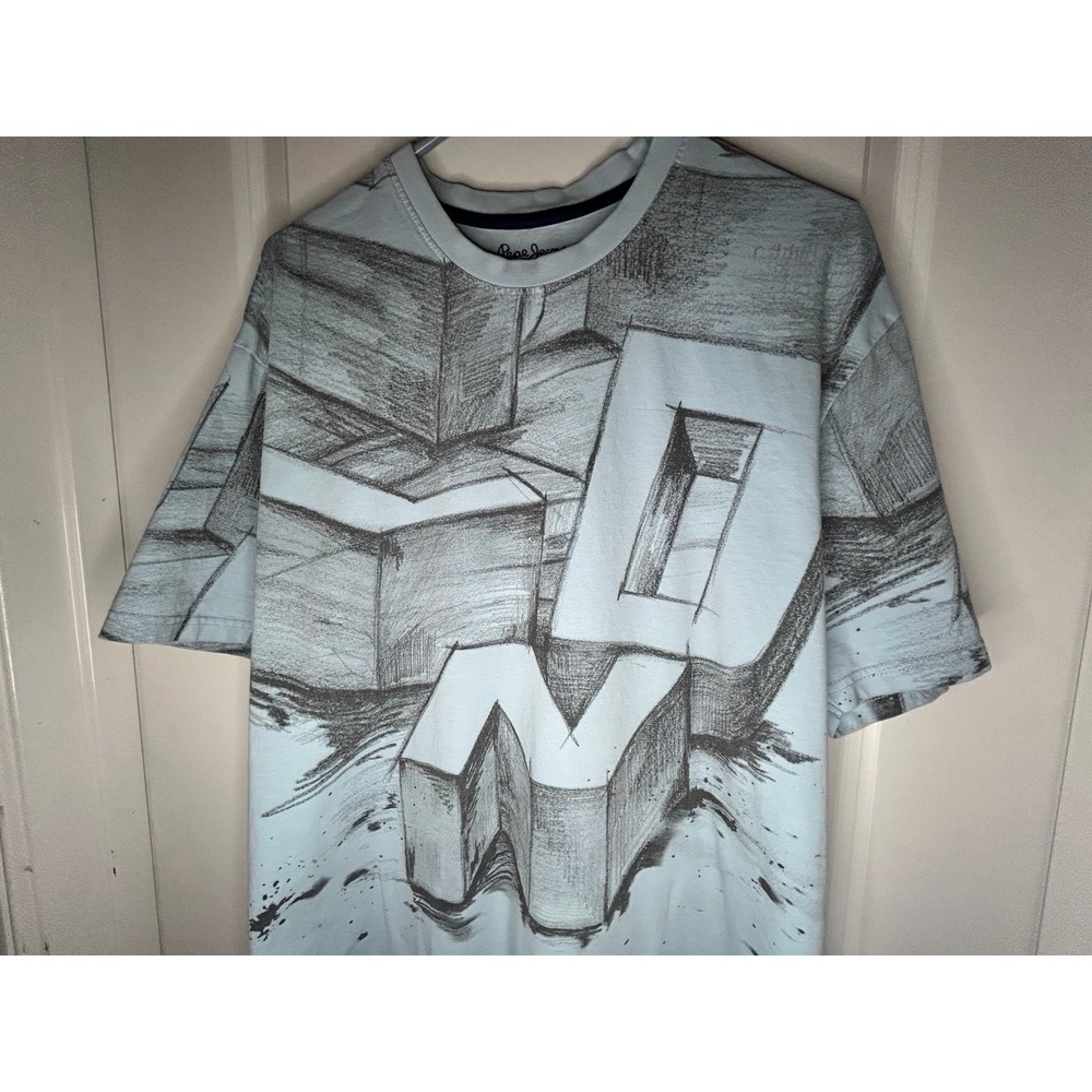 Pepe‎ Jeans Typography Big Graphic Baggy Skater T-Shirt Size Mens Medium